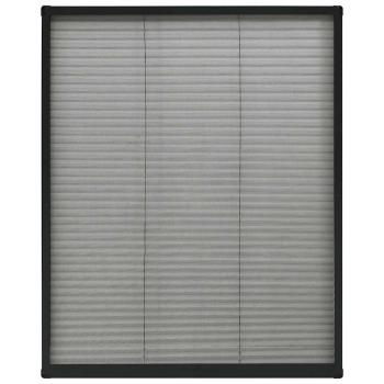 Insektenschutz-Plissee für Fenster Aluminium Anthrazit 80x100cm
