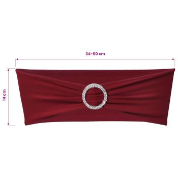 25x Stuhlschleifen Stretch Schleifenbänder + Diamant Schnalle Bordeaux
