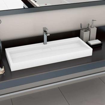 ARDEBO.de - Waschbecken 120 x 46 x 11 cm Mineralguss/Marmorguss Weiß