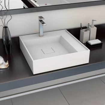 ARDEBO.de - Waschbecken 50 x 50 x 12,3 cm Mineralguss/Marmorguss Weiß