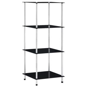 ARDEBO.de - Regal mit 4 Ablagen Schwarz 40x40x100 cm Hartglas