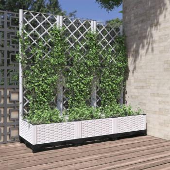 ARDEBO.de - Garten-Pflanzgefäß mit Spalier Weiß 120 x 40 x 121,5 cm PP