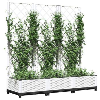 Garten-Pflanzgefäß mit Spalier Weiß 120 x 40 x 121,5 cm PP