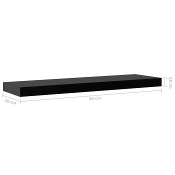 Schweberegale 2 Stk. Schwarz 80x20x3,8 cm