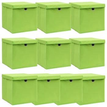 ARDEBO.de - Aufbewahrungsboxen mit Deckeln 10 Stk. Grün 32x32x32 cm Stoff
