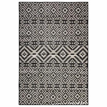 ARDEBO.de - Outdoor-Teppich Flachgewebe 140x200 cm Schwarz Gestreift