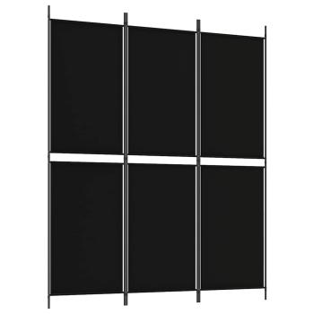 3-tlg. Paravent Schwarz 150x180 cm Stoff