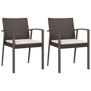 Gartenst?hle mit Kissen 2 Stk. Braun 56,5x57x83 cm Poly Rattan