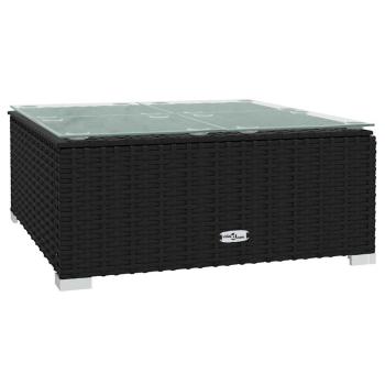 3-tlg. Garten-Lounge-Set mit Kissen Schwarz Poly Rattan