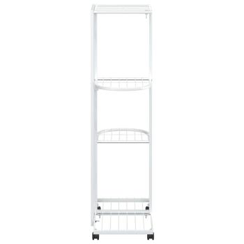 Blumenständer 4-Etagen mit Rollen 44x23x80 cm Weiß Eisen