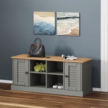 ARDEBO.de - Schuhbank VIGO Grau 106x35x45 cm Massivholz Kiefer