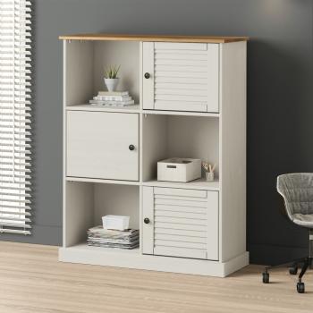ARDEBO.de - B?cherregal VIGO Wei? 90x35x114,5 cm Massivholz Kiefer