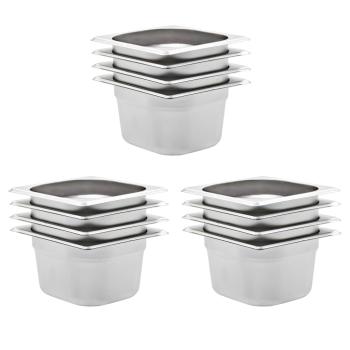 ARDEBO.de - Gastronormbehälter 12 Stk. GN 1/6 100 mm Edelstahl