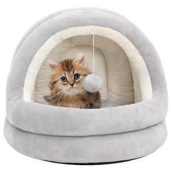ARDEBO.de - Katzenbett 40x40x35 cm Grau und Creme
