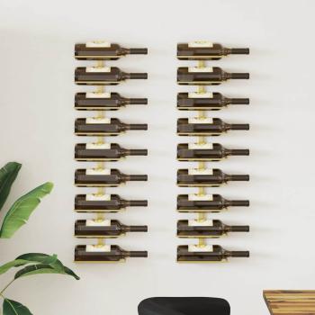 ARDEBO.de - Wand-Weinregale für 9 Flaschen 2 Stk. Golden Eisen