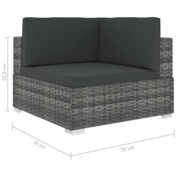 Modular-Sofa-Eckteil 1 Stk. + Auflagen Poly Rattan Grau