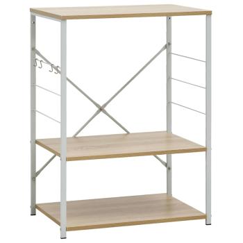 Mikrowellenregal Weiß Eiche 60×39,6×79,5 cm Holzwerkstoff