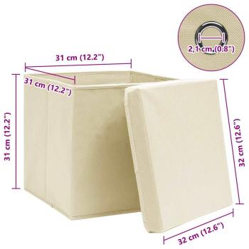 Aufbewahrungsboxen mit Deckel 4 Stk. Creme 32x32x32 cm Stoff