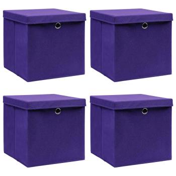 ARDEBO.de - Aufbewahrungsboxen mit Deckeln 4 Stk. 28x28x28 cm Lila