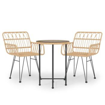 3-tlg. Garten-Essgruppe Poly Rattan