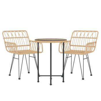 3-tlg. Garten-Essgruppe Poly Rattan