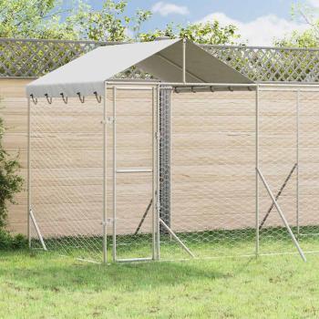 ARDEBO.de - Outdoor-Hundezwinger mit Dach Silber 6x2x2,5 m Verzinkter Stahl