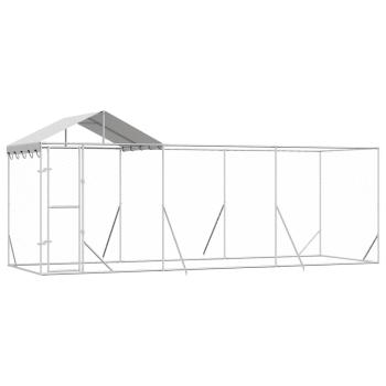 Outdoor-Hundezwinger mit Dach Silber 6x2x2,5 m Verzinkter Stahl