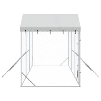 Outdoor-Hundezwinger mit Dach Silber 6x2x2,5 m Verzinkter Stahl