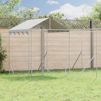 ARDEBO.de - Outdoor-Hundezwinger mit Dach Silbern 6x6x2,5m Verzinkter Stahl