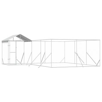 Outdoor-Hundezwinger mit Dach Silbern 6x6x2,5m Verzinkter Stahl