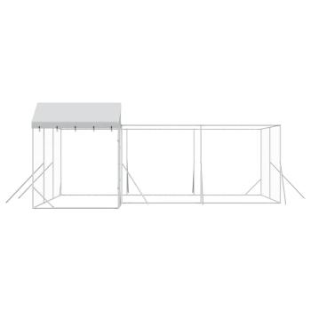 Outdoor-Hundezwinger mit Dach Silbern 6x6x2,5m Verzinkter Stahl