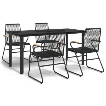 5-tlg. Garten-Essgruppe Schwarz PVC Rattan