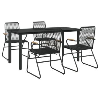 5-tlg. Garten-Essgruppe Schwarz PVC Rattan