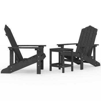 Adirondack-Gartenst?hle mit Tisch HDPE Anthrazit