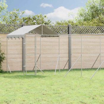 ARDEBO.de - Outdoor-Hundezwinger mit Dach Silbern 10x8x2,5 m Stahl Verzinkt