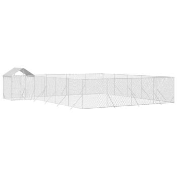 Outdoor-Hundezwinger mit Dach Silbern 10x8x2,5 m Stahl Verzinkt