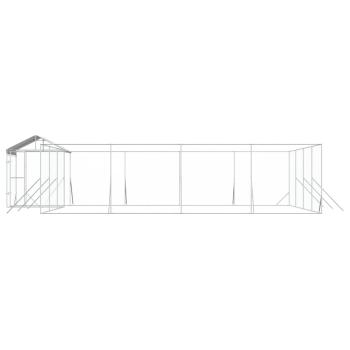Outdoor-Hundezwinger mit Dach Silbern 10x8x2,5 m Stahl Verzinkt