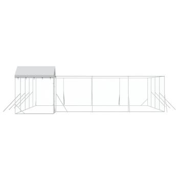 Outdoor-Hundezwinger mit Dach Silbern 10x8x2,5 m Stahl Verzinkt