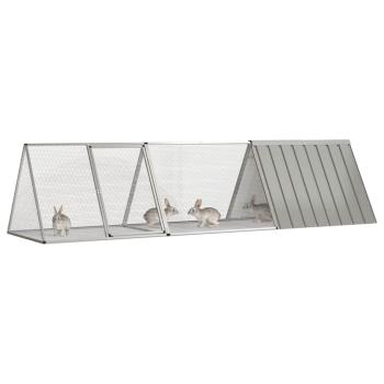 Kaninchenkäfig Grau 302,5 x 80,5 x 71 cm Verzinkter Stahl