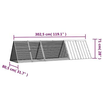 Kaninchenkäfig Grau 302,5 x 80,5 x 71 cm Verzinkter Stahl