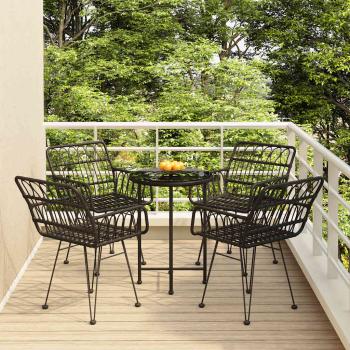 ARDEBO.de - 5-tlg. Garten-Essgruppe Schwarz Poly Rattan