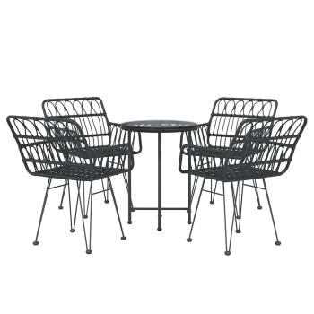 5-tlg. Garten-Essgruppe Schwarz Poly Rattan