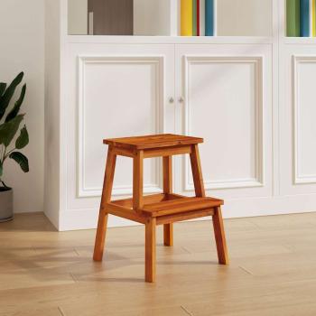 ARDEBO.de - Tritthocker mit 2 Stufen 40x38x50 cm Massivholz Akazie