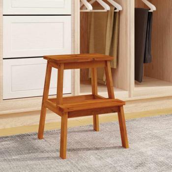 Tritthocker mit 2 Stufen 40x38x50 cm Massivholz Akazie