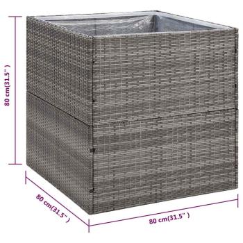 Pflanzkübel Grau 80x80x80 cm Poly Rattan