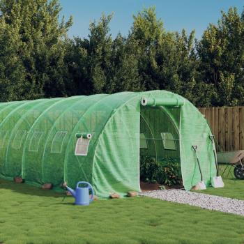 ARDEBO.de - Gewächshaus mit Stahlrahmen Grün 24 m² 8x3x2 m