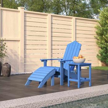 ARDEBO.de - Adirondack-Gartenstuhl mit Hocker & Tisch HDPE Aquamarin