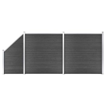 ARDEBO.de - Zaunelement Set WPC 446x(105-186) cm Schwarz