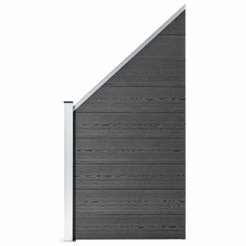 Zaunelement Set WPC 446x(105-186) cm Schwarz