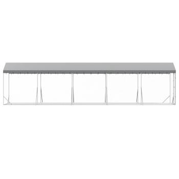 Outdoor-Hundezwinger mit Dach Silbern 2x10x2,5 m Stahl Verzinkt